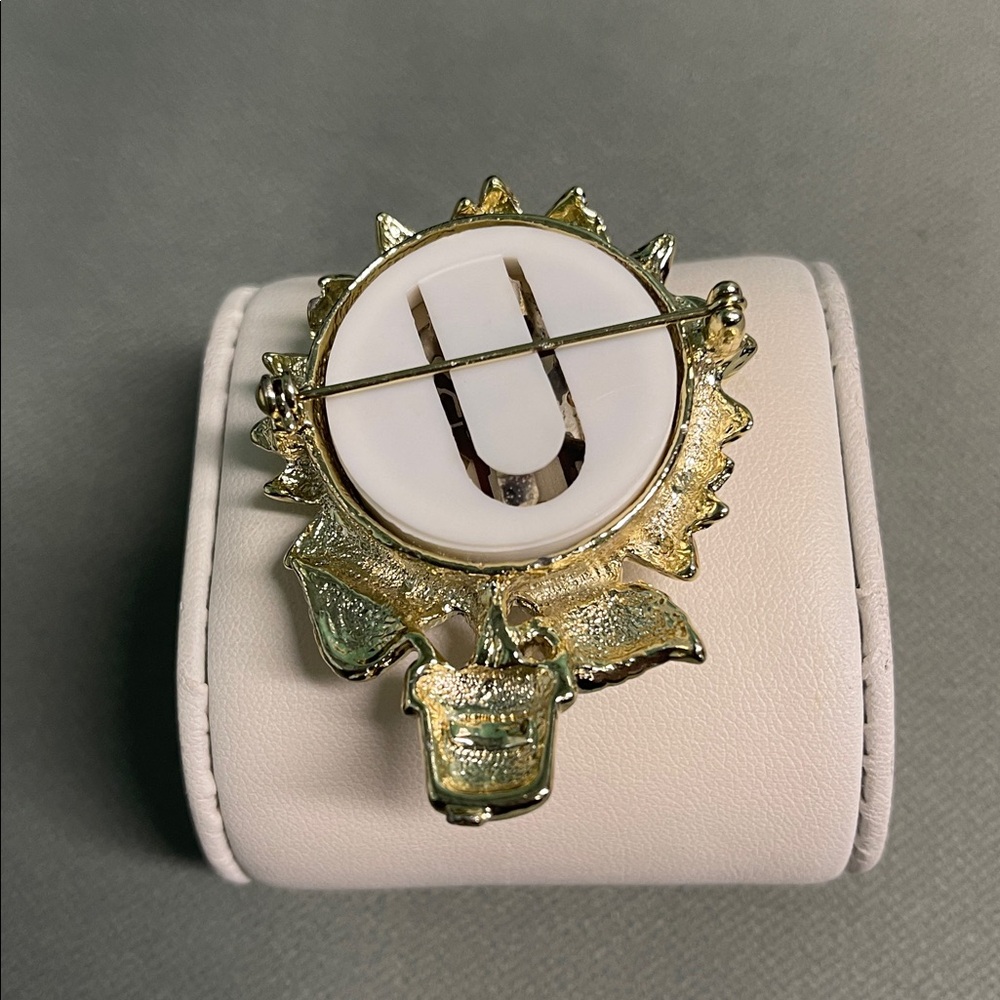 VINTAGE AJC GOLDEN SUNFLOWER NEEDS BATTERIES MUSICAL BROOCH - Picture 8 of 8